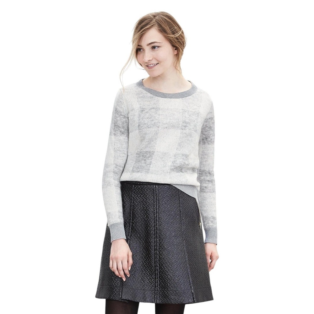 Banana‎ Republic Neutral Buffalo Check Mohair Sweater M